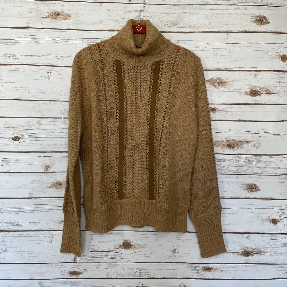 Kenneth Cole Alpaca Knit Sweater Leather Detail Size Large